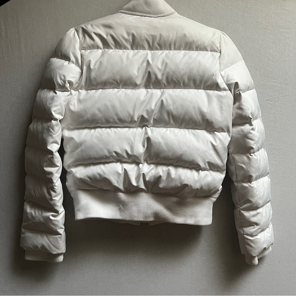 Juicy Couture White Down Feather Hooded Cropped Puffer Jacket Size S - Picture 2 of 9